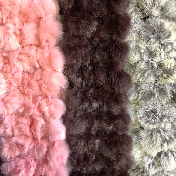 🎀 1PC SCARF BALLS FUR WRAP SHAWL RABBIT BOHO RACCON LONG NATURAL WARM WINTER - Picture 12 of 14